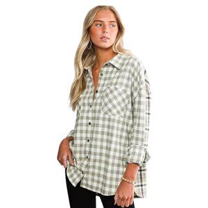 BKE Gray and White Checkered Casual Shirt